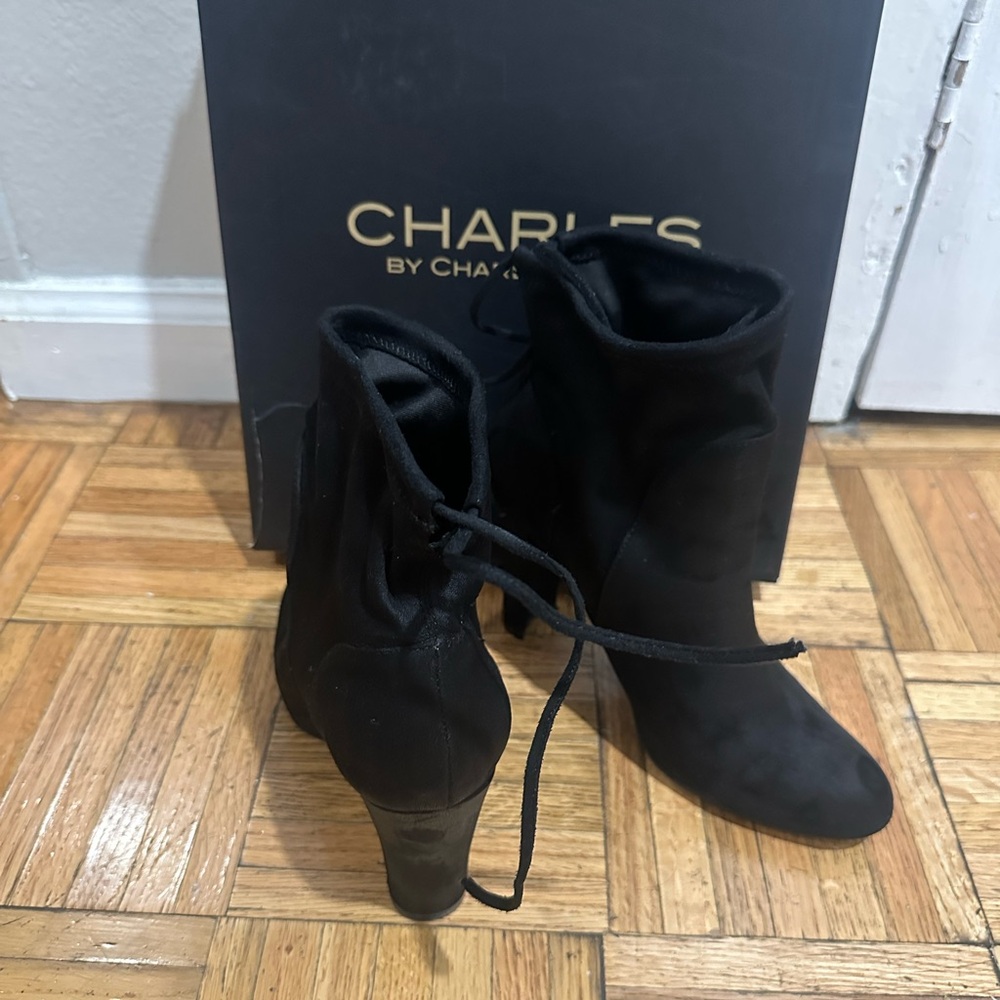 Black Stretch Microsuede Boots - Size 7M